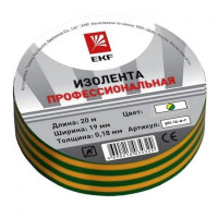 Изолента класс А 0.18х19мм (рул.20м) желт./зел. EKF plc-iz-a-yg