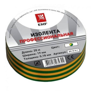 Изолента класс А 0.18х19мм (рул.20м) желт./зел. EKF plc-iz-a-yg