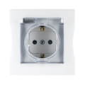 Розетка 1-м СП Simon15 16А IP44 250В с заземл. Schuko защ. шторки с крышкой винт. клеммы бел. Simon 1590450-030
