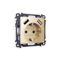 MA609010 Комплект механизма электрической розетки ALFA Шампань 2USB AA 18W быстрая зарядка сз QUANT AP6090, VM155 AMBRELLA VOLT