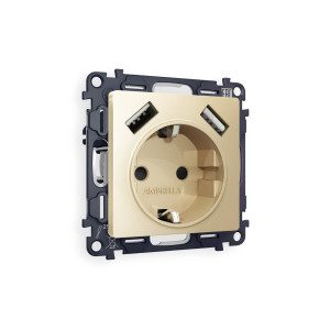 MA609010 Комплект механизма электрической розетки ALFA Шампань 2USB AA 18W быстрая зарядка сз QUANT AP6090, VM155 AMBRELLA VOLT