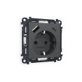 MA910010 Комплект механизма электрической розетки ALFA Графит мягкое касание 2USB AC 20W быстрая зарядка сз QUANT AP9100, VM160 AMBRELLA VOLT