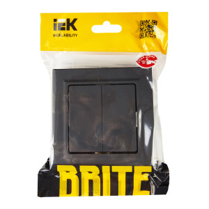 BRITE Выключатель 2-клавишный 10А в сборе ВСР10-2-0-БрГ графит IEK