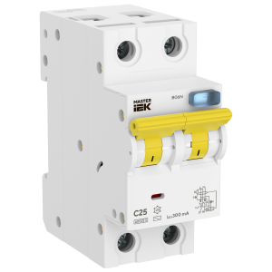 Автоматический выключатель дифференциального тока B06N 1P+NP C25 300мА тип AC MASTER IEK