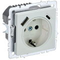 BRITE Розетка 1-местная с заземлением с защитными шторками 16А с USB AC 18Вт РЮш11-1-БрЖ жемчуг IEK