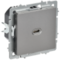 BRITE Розетка USB C 65Вт высокоскоростная зарядка РЮ12-1-БрС сталь IEK