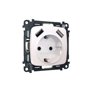 MO209010 Комплект механизма электрической розетки OMEGA Жемчуг 2USB AA 18W быстрая зарядка сз QUANT OP2090, VM155 AMBRELLA VOLT