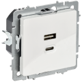 BRITE Розетка USB A+C 45Вт высокоскоростная зарядка РЮ11-2-БрБ белый IEK