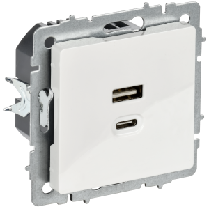 BRITE Розетка USB A+C 45Вт высокоскоростная зарядка РЮ11-2-БрБ белый IEK