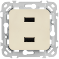 FLITE Розетка USB A+A 3,1А РЮ-2-ФлСл сливочный IEK