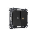 MO804010 Комплект механизма 2-кл выключателя с подсветкой 3200K OMEGA Черный матовый QUANT OP8040, VM115, G11Y AMBRELLA VOLT
