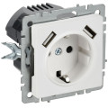 Розетка BRITE РЮш10-1-БрАБ 16А с USB AA 2.1А с заземл. защ. шторки механизм арктич. бел. IEK BR-R14-16-U21-D21-K91