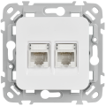 FLITE Розетка 2-местная компьютерная RJ45 категория 5Е UTP РК5е-2-0-ФлЖ жемчуг IEK