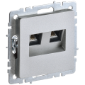 BRITE Розетка компьютерная двойная RJ45 кат.6 РК11-2-БрА алюминий IEK