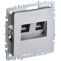 BRITE Розетка компьютерная двойная RJ45 кат.6 РК11-2-БрА алюминий IEK