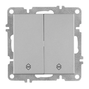 Arvia Electric, L/K Механизм, Выключатель двухклавишный проходной, (серебро)