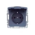 BRITE Розетка 1-местная с заземлением с защитными шторками и крышкой 16А IP20 РСбш10-3-БрМ маренго IEK