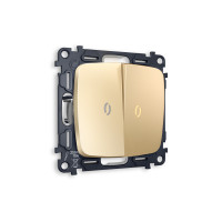 MO604010 Комплект механизма 2-кл выключателя с подсветкой 3200K OMEGA Шампань QUANT OP6040, VM115, G11Y AMBRELLA VOLT