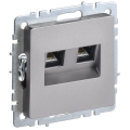 BRITE Розетка компьютерная двойная RJ45 кат.5E РК10-2-БрС сталь IEK