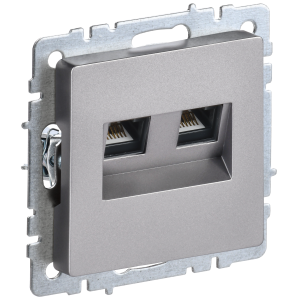 BRITE Розетка компьютерная двойная RJ45 кат.5E РК10-2-БрС сталь IEK