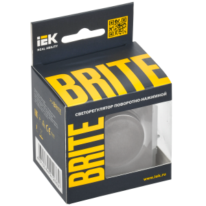 BRITE Светорегулятор поворотно-нажимной 600Вт СС10-1-0-БрС сталь IEK