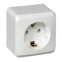 ЭТЮД О/У РОЗЕТКА с заземлением со шторками, 16А, 250В, БЕЛЫЙ PA16-004B