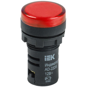 Лампа светосигнальная AD22DS d22мм 12В AC/DC красн. KARAT IEK BLS10-ADDS-012-K04