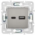 SKANDY Розетка USB A+C 18Вт SK-R13N металл никель IEK