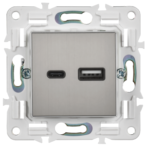 SKANDY Розетка USB A+C 18Вт SK-R13N металл никель IEK