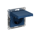ATLASDESIGN РОЗЕТКА с заземлением со шторками с крышкой,16А,IP20, мех.,быстрозажим. клем., АКВАМАРИН ATN001146S