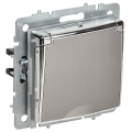 BRITE Розетка 1-местная с заземлением с защитными шторками и крышкой 16А IP44 РСбш10-3-44-БрГН металл хромникель IEK