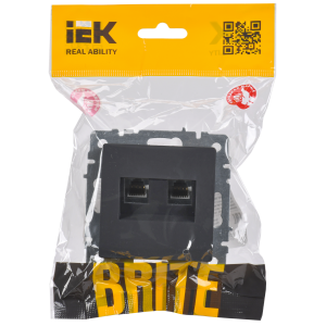 BRITE Розетка двойная RJ11+RJ45 кат.5E РК/Т12-БрГ графит IEK