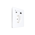 Systeme Infinity, Розетка СУ с ЗК и зар.устр.USB АС 20Вт 250В, 16А, защ.шторки, Арктический лед