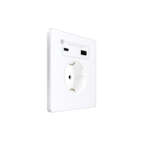 Systeme Infinity, Розетка СУ с ЗК и зар.устр.USB АС 20Вт 250В, 16А, защ.шторки, Арктический лед