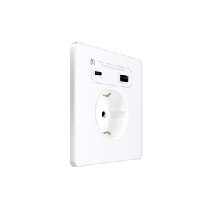 Systeme Infinity, Розетка СУ с ЗК и зар.устр.USB АС 20Вт 250В, 16А, защ.шторки, Арктический лед