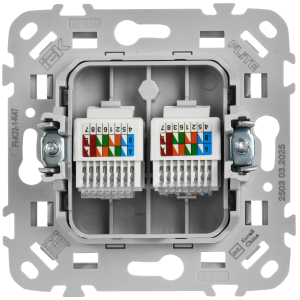 FLITE Розетка 2-местная компьютерная RJ45 категория 5Е UTP РК5е-2-0-ФлА алюминий IEK