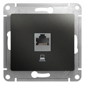 GLOSSA РОЗЕТКА компьютерная RJ45 кат. 5e, механизм, АНТРАЦИТ GSL000781K