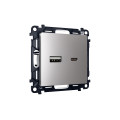 MA511010 Комплект механизма розетки ALFA Сталь матовый 2USB A+C 20W (быстрая зарядка) QUANT (AP5110, VM177) AMBRELLA VOLT