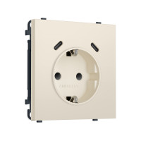 MS330510 Комплект механизма электрической розетки SIGMA Бежевый матовый 2USB СC 20W быст. зар. сз сш 16A-250V QUANT PRO SP3305, PR165