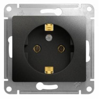 GLOSSA РОЗЕТКА с заземлением без шторок, 16А, механизм, АНТРАЦИТ GSL000743