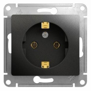 GLOSSA РОЗЕТКА с заземлением без шторок, 16А, механизм, АНТРАЦИТ GSL000743