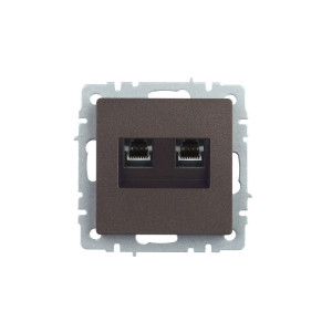 BRITE Розетка двойная RJ11+RJ45 кат.5E РК/Т12-БрТБ темная бронза IEK
