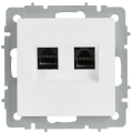 BRITE Розетка компьютерная двойная кат.5E RJ45 РК10-2-БрАБ арктический белый IEK