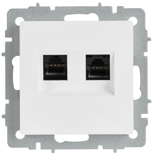 BRITE Розетка компьютерная двойная кат.5E RJ45 РК10-2-БрАБ арктический белый IEK