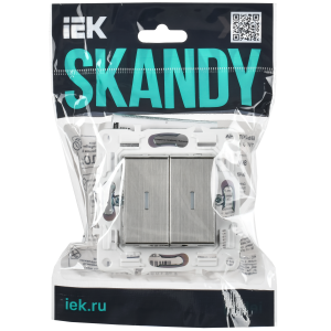 SKANDY Выключатель 2-клавишный проходной с индикацией 10А SK-V10N металл никель IEK