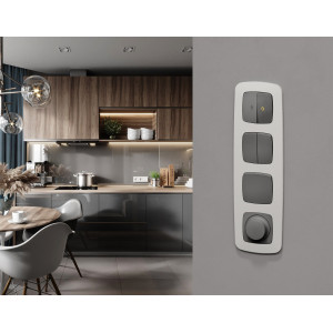 MO653030 Комплект механизма 2-клавишного перекрестного выключателя 10A-250V OMEGA Антрацит серый QUANT OP6530, VM125 AMBRELLA VOLT