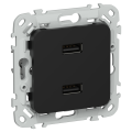 FLITE Розетка USB A+A 3,1А РЮ-2-ФлЧ черный IEK
