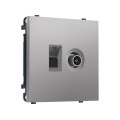 MS512510 Комплект механизма розетки компьютерной + TV оконечной SIGMA Сталь матовый RJ-45 (8P8C) CAT6/50-870MHz 1dB с/ш QUANT PRO (SP5125, PR195)