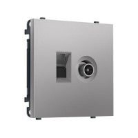 MS512510 Комплект механизма розетки компьютерной + TV оконечной SIGMA Сталь матовый RJ-45 (8P8C) CAT6/50-870MHz 1dB с/ш QUANT PRO (SP5125, PR195)