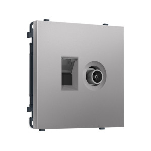 MS512510 Комплект механизма розетки компьютерной + TV оконечной SIGMA Сталь матовый RJ-45 (8P8C) CAT6/50-870MHz 1dB с/ш QUANT PRO (SP5125, PR195)